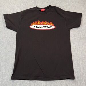 Full Send T-Shirt Mens Large Black Flame Logo Graphic Crew Neck Casual Tee‎